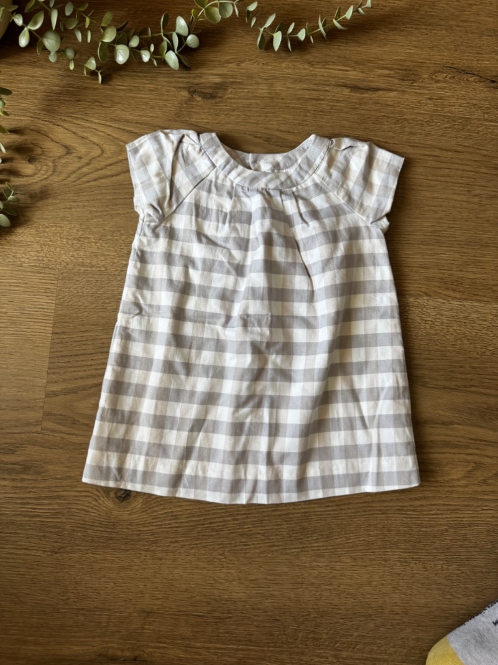 Jacadi Paris Gray & White Gingham Baby Dress 12 Months Classic Cotton - Picture 4 of 5